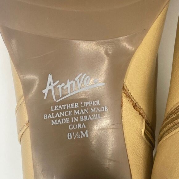 Artiva Cora Beige Leather Heel Ankle Boots Western - Picture 7 of 10